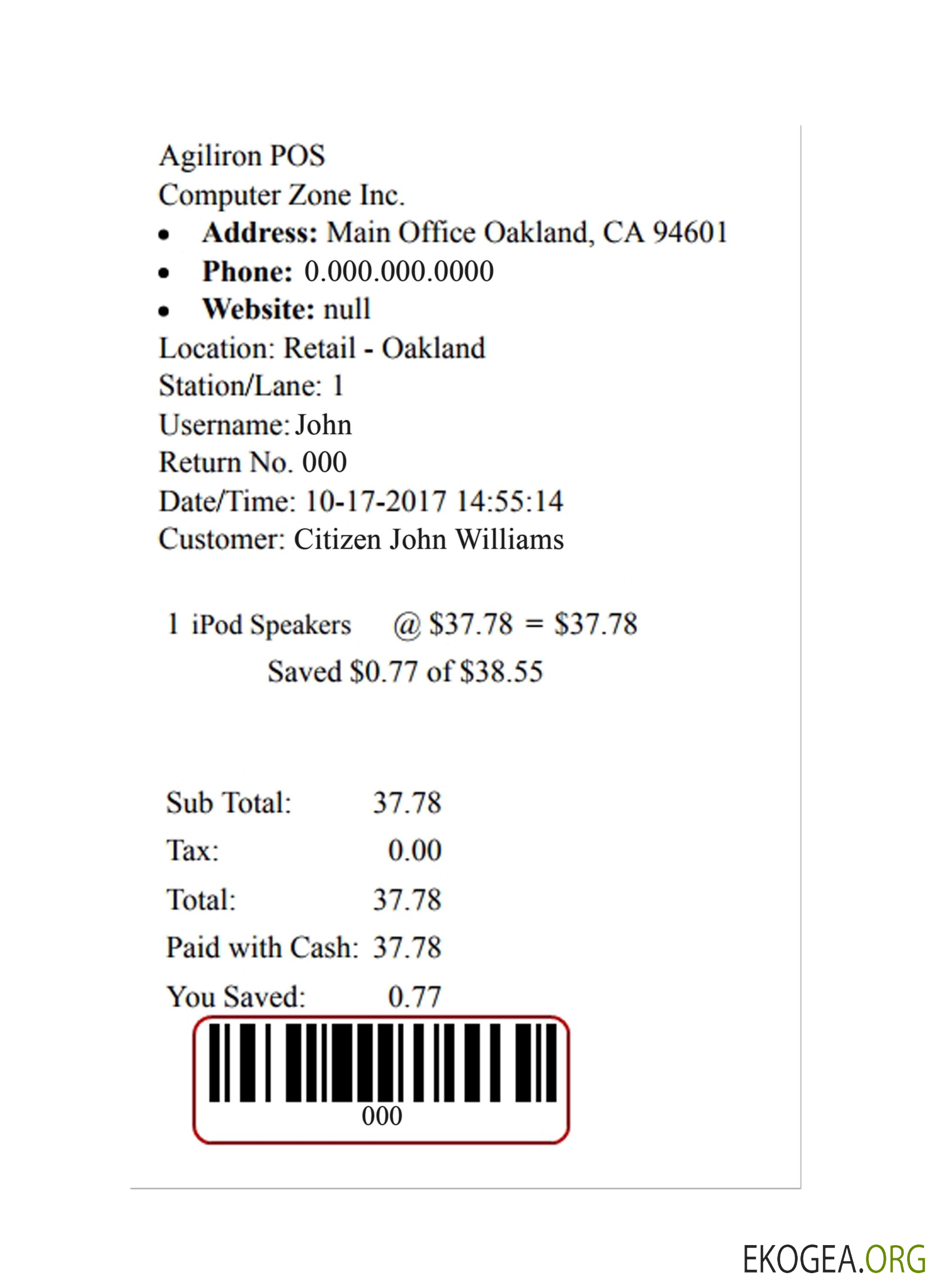 Chèque de paiement AGILIRON POS